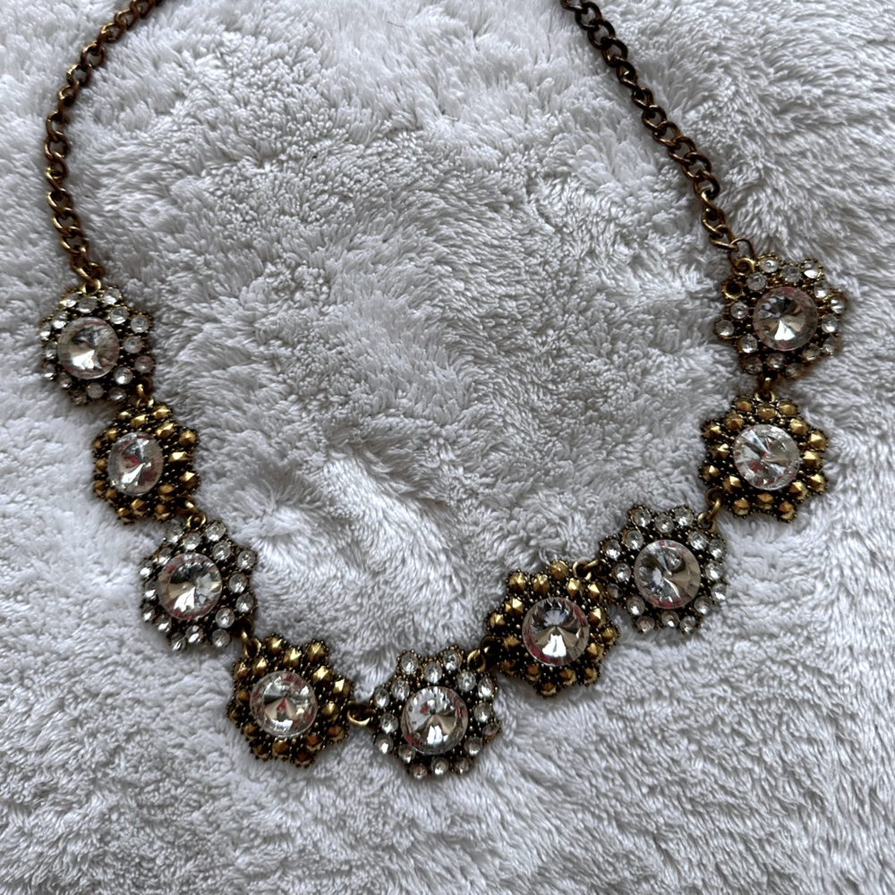 Crystal flower bib necklace